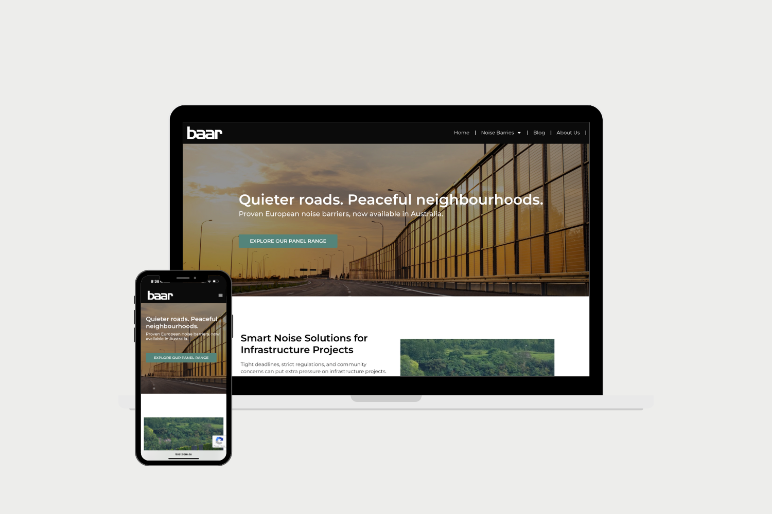 BAAR Solutions web stranica prikazana na laptopu i telefonu